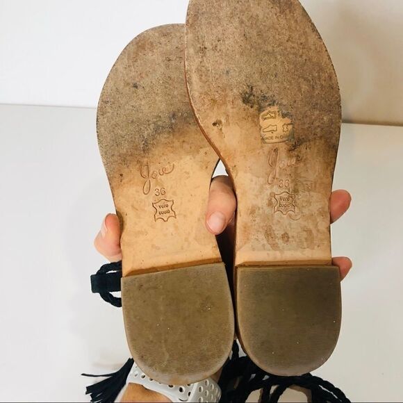 Joie Black Leather Braided Gladiator Sandals - Picture 5 of 8